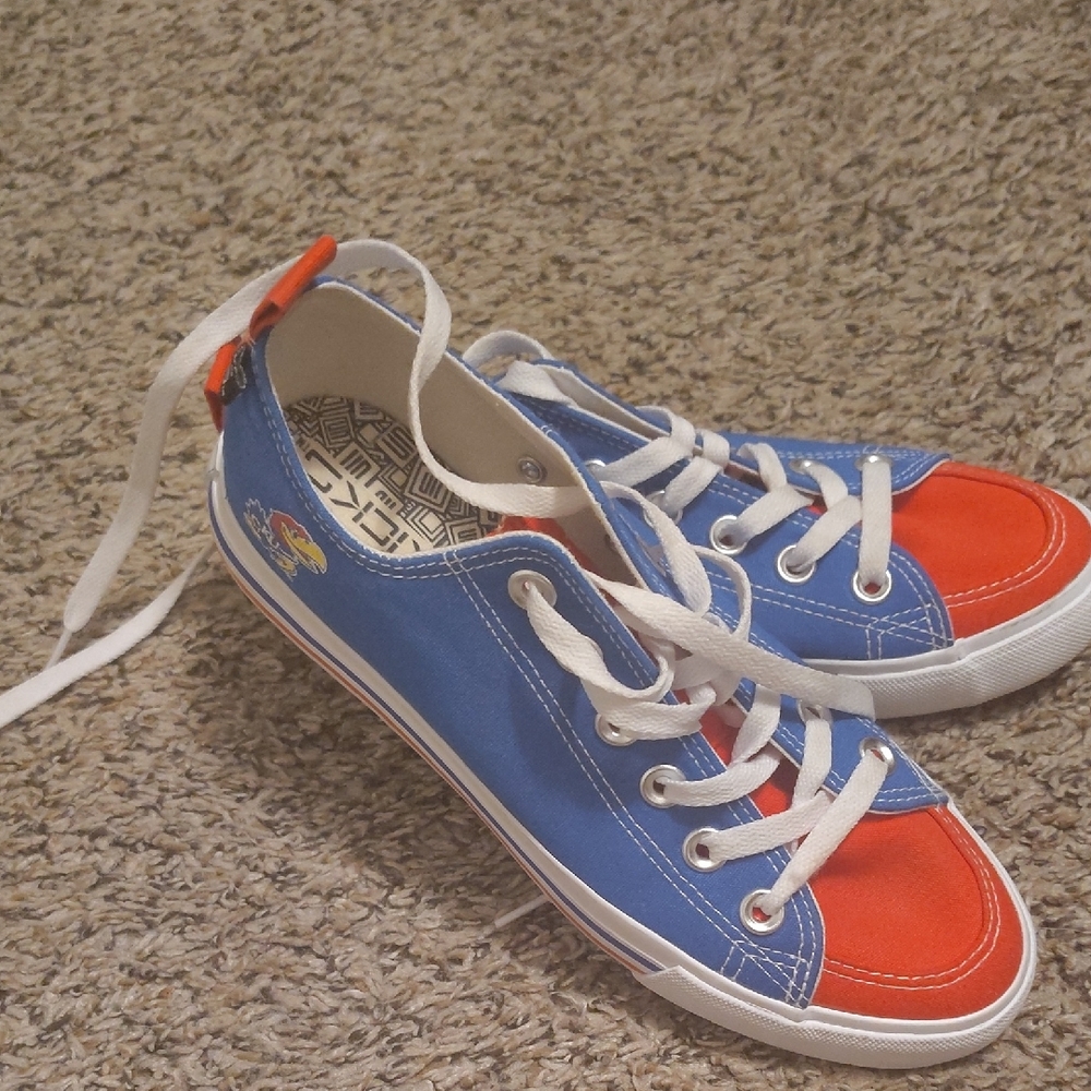 Blue and Red Low-Top Sneakers with Color-Blocking Design
